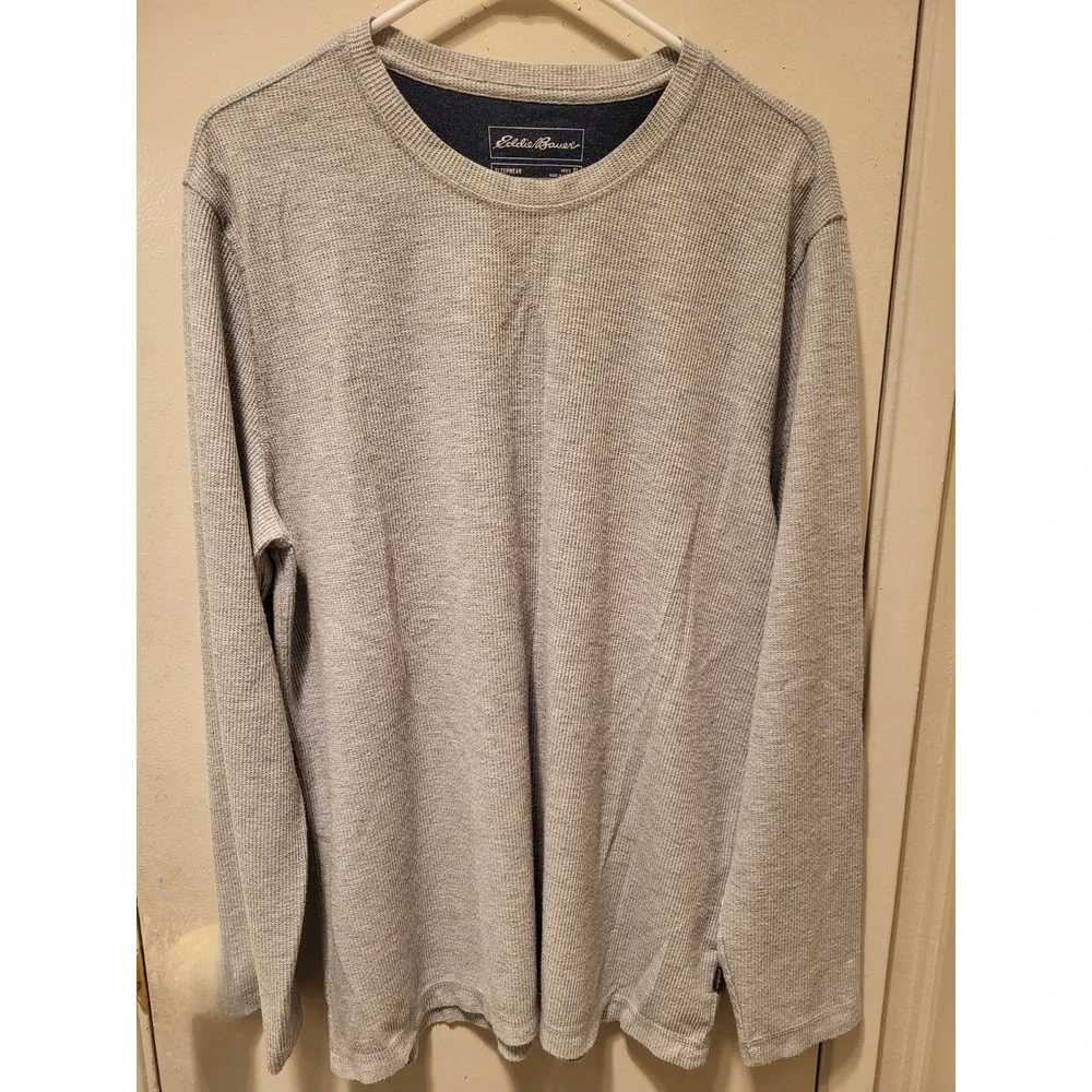Eddie Bauer Sleepwear Men X-Large Gray Long Sleeve Crew Neck Thermal Stretch